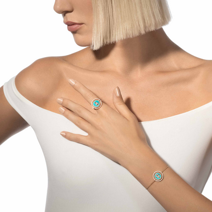 [Luxery]Demo MOVE TURQUOISE PINK GOLD DIAMOND BRACELET