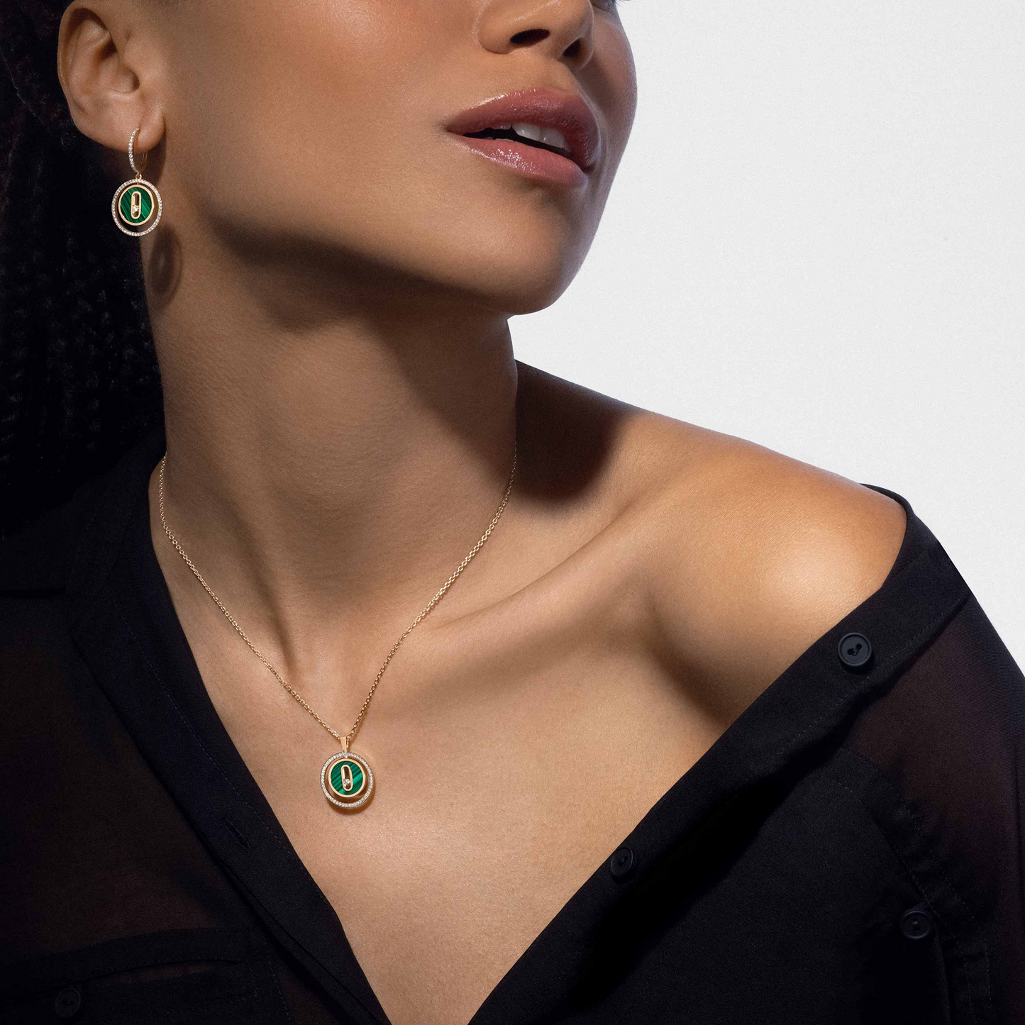 [Luxery]Demo MOVE 1 DIAMOND MALACHITE GOLD DIAMOND NECKLACE