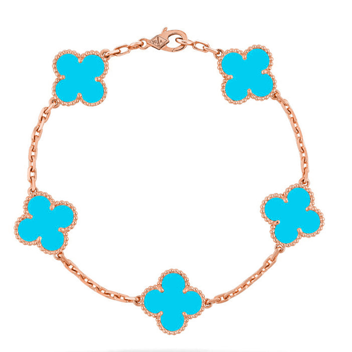 [Luxery] CLOVER 5 MOTIF TURQUOISE BRACELET COLLECTION