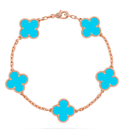 [Luxery] CLOVER 5 MOTIF TURQUOISE BRACELET COLLECTION