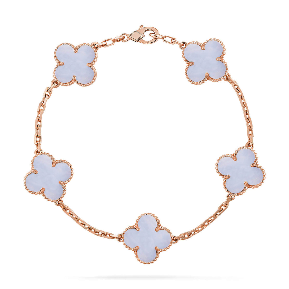 [Luxery] CLOVER 5 MOTIF PURPLE CHALCEDONY BRACELET COLLECTION