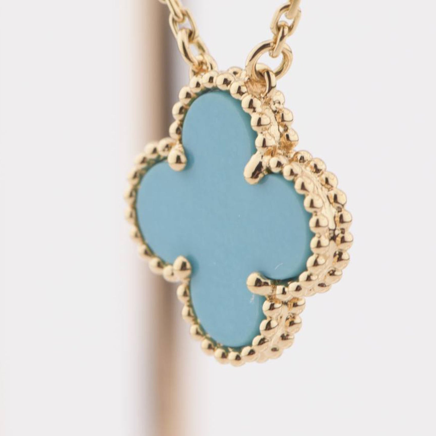 [Luxery]CLOVER 15MM VINTAGE TURQUOISE NECKLACE