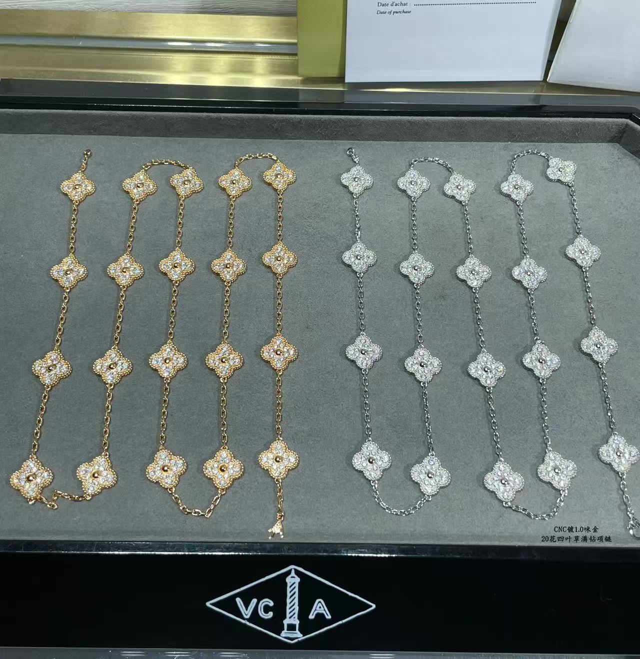 [Luxery]CLOVER 20 MOTIFS FULL-DIAMOND NECKLACE