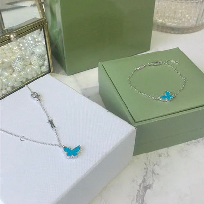 [Luxery]BUTTERFLY TURQUOISE BUTTERFLY BRACELET SILVER
