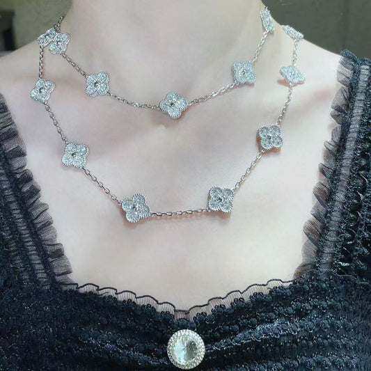 [Luxery]CLOVER 20 MOTIFS FULL-DIAMOND NECKLACE