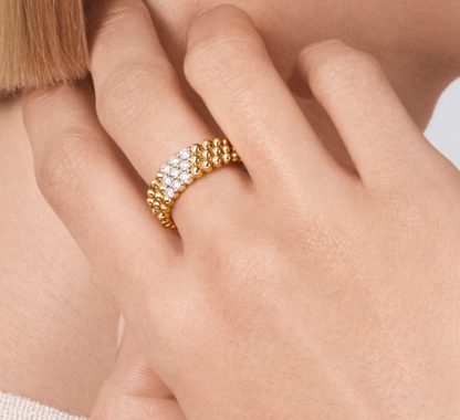 [Luxery]Three-row diamond ring