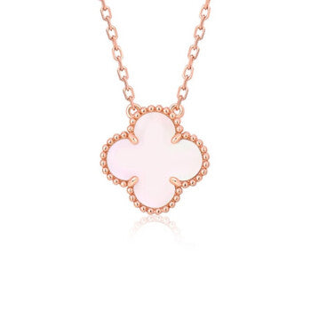 [Luxery]CLOVER 15MM PINK MOTHER-OF-PEARL SINGLE FLOWER NECKLACE