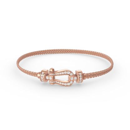 [Luxery]FORCE SMALL HORSESHOE  DIAMOND CHAIN ROPE BRACELET