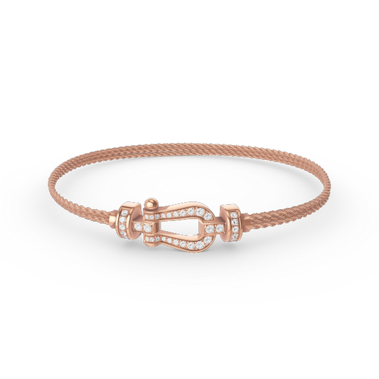 [Luxery]FORCE SMALL HORSESHOE  DIAMOND CHAIN ROPE BRACELET