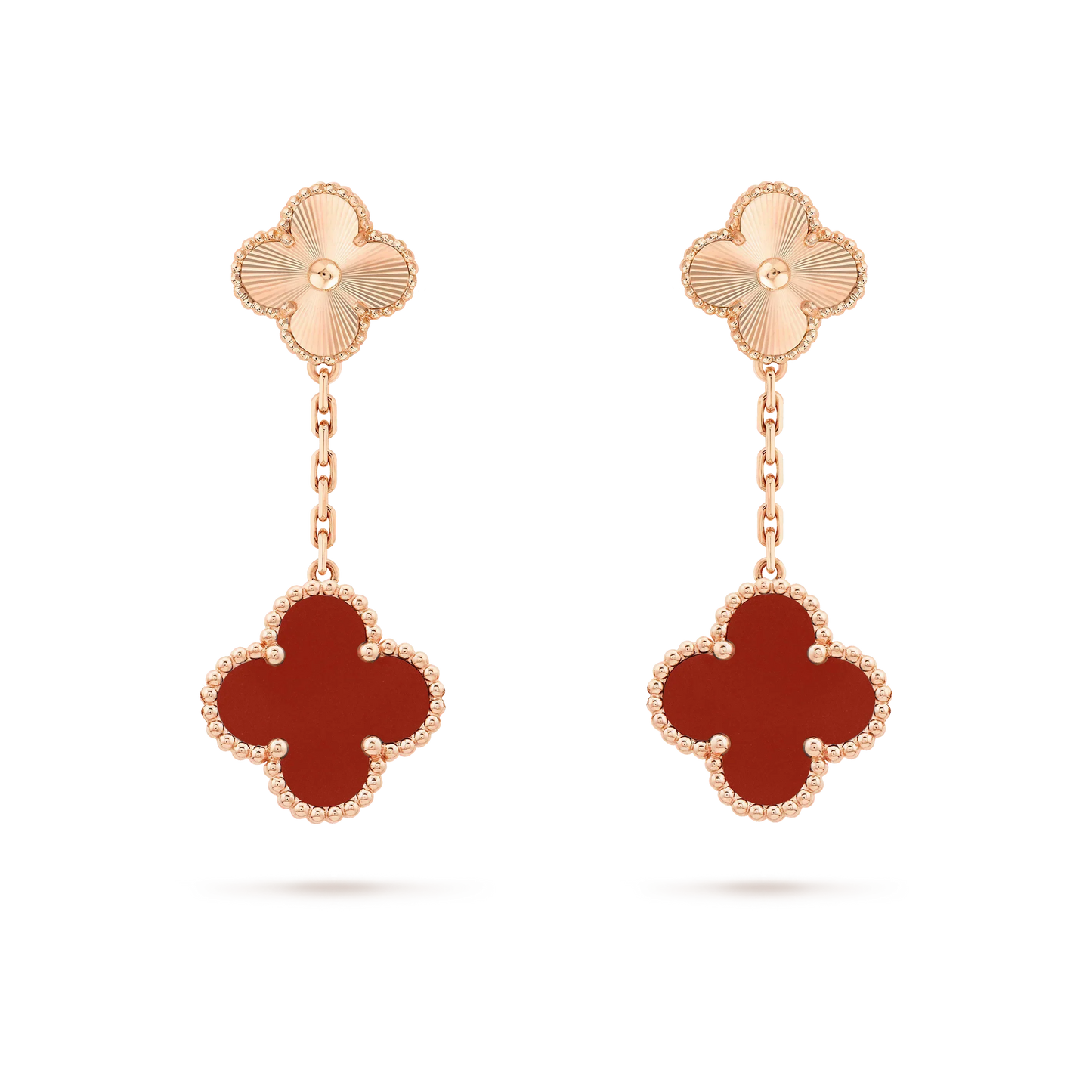 [Luxery]CLOVER 2 MOTIF  LASER CARNELIAN EARRINGS