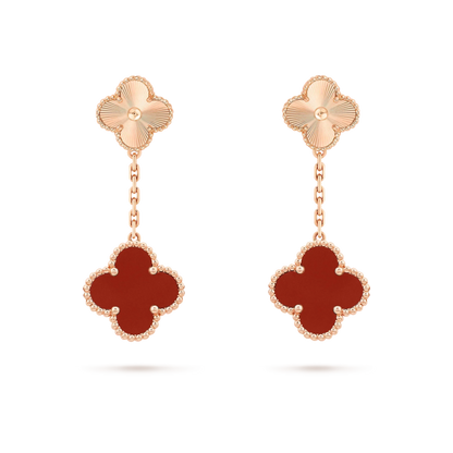 [Luxery]CLOVER 2 MOTIF  LASER CARNELIAN EARRINGS