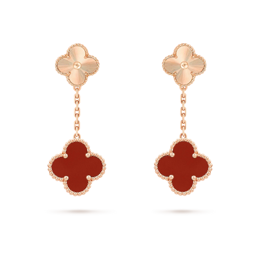 [Luxery]CLOVER 2 MOTIF  LASER CARNELIAN EARRINGS