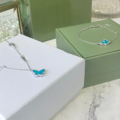 [Luxery]BUTTERFLY TURQUOISE BUTTERFLY BRACELET SILVER