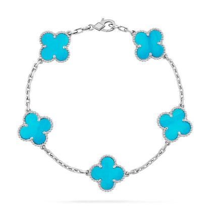 [Luxery] CLOVER 5 MOTIF TURQUOISE BRACELET COLLECTION