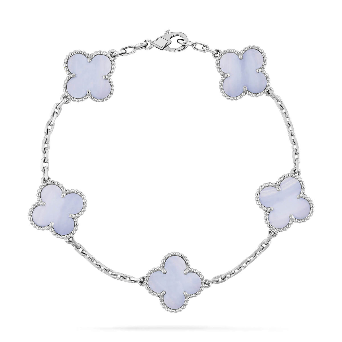 [Luxery] CLOVER 5 MOTIF PURPLE CHALCEDONY BRACELET COLLECTION