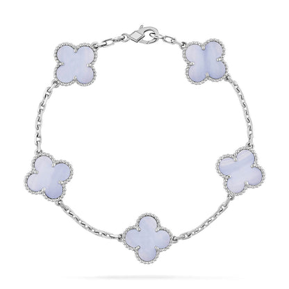 [Luxery] CLOVER 5 MOTIF PURPLE CHALCEDONY BRACELET COLLECTION