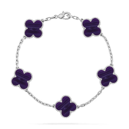 [Luxery]CLOVER 5 MOTIF PURPLE STRIPES BRACELET COLLECTION