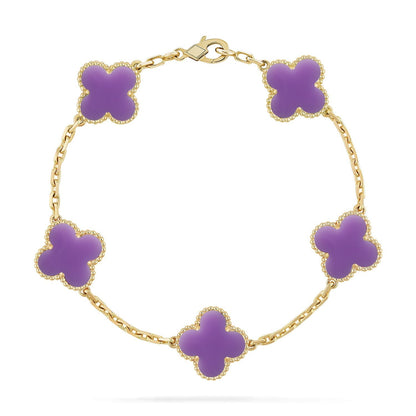 [Luxery]CLOVER 5 MOTIF LIGHT PURPLE BRACELET COLLECTION