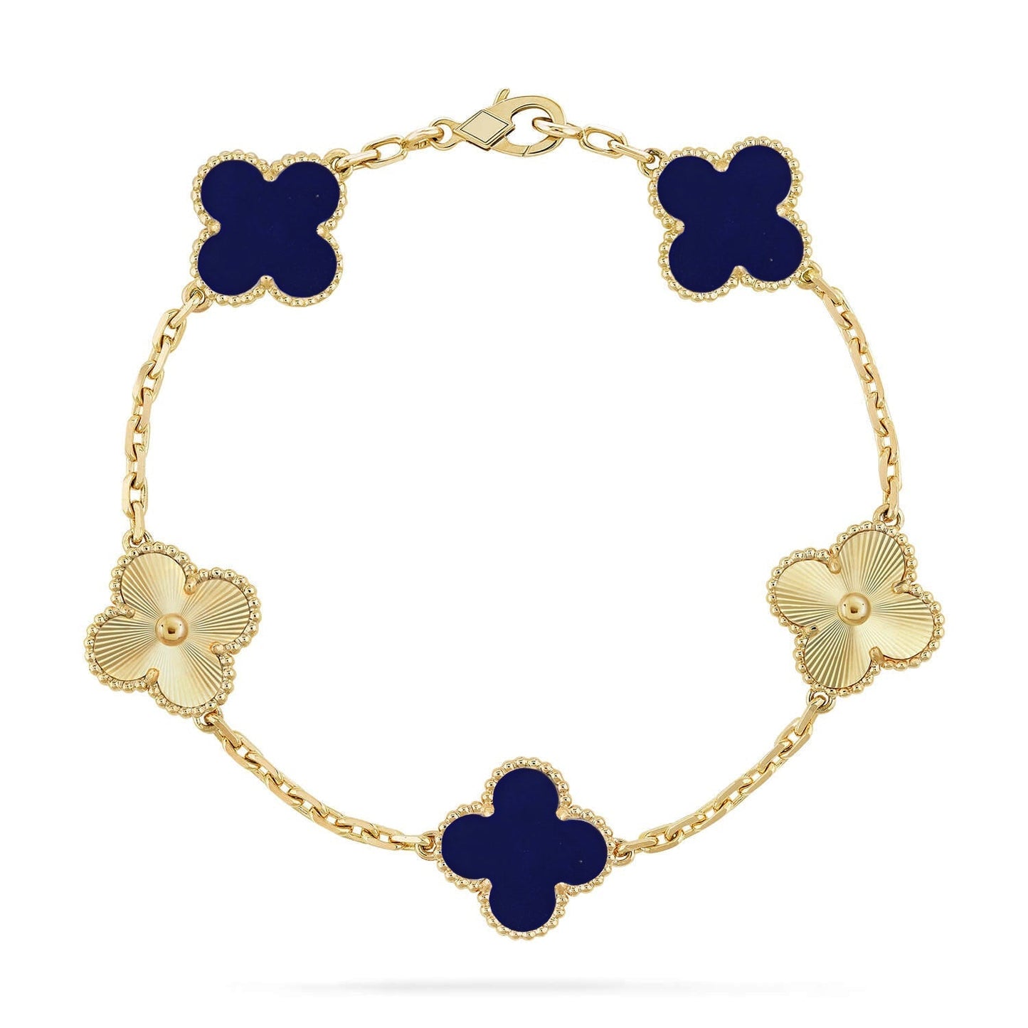[Luxery]CLOVER 5 MOTIF LAPIS LAZULI BRACELET COLLECTION