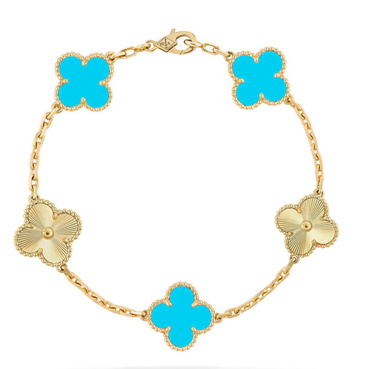 [Luxery] CLOVER 5 MOTIF TURQUOISE BRACELET COLLECTION
