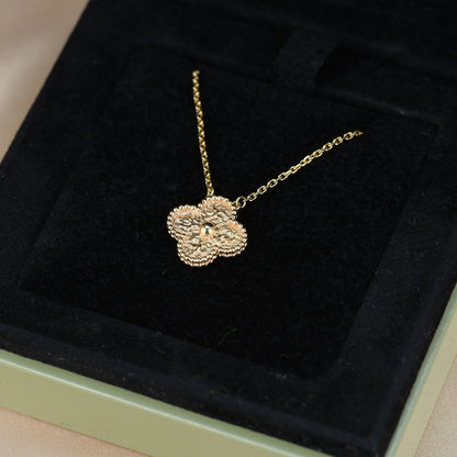 [Luxery]CLOVER 15MM  BRONZING NECKLACE