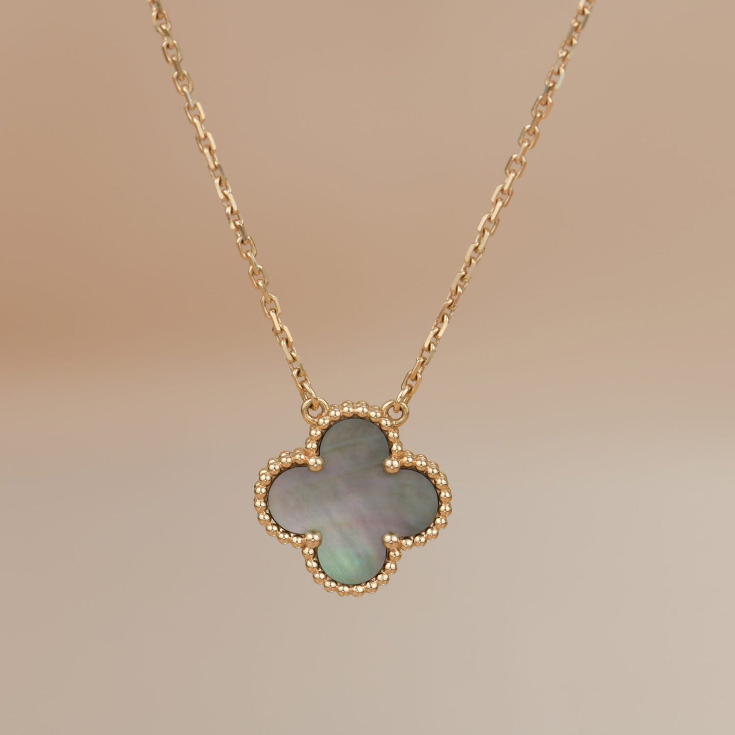 [Luxery]CLOVER 15MM  GRAY MOTHER OF PEARL NECKLACE