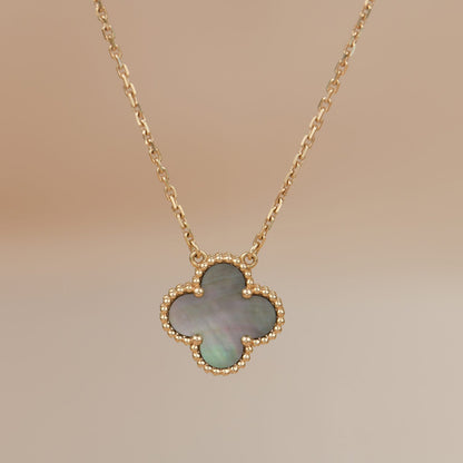 [Luxery]CLOVER 15MM  GRAY MOTHER OF PEARL NECKLACE