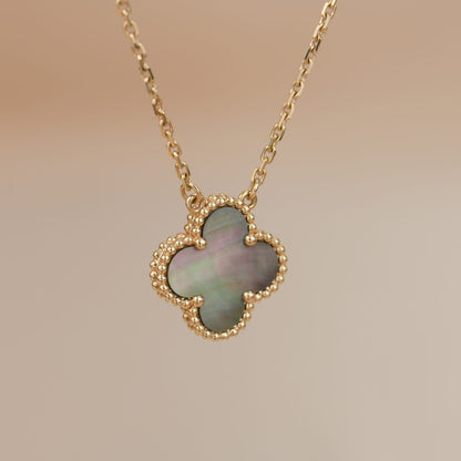 [Luxery]CLOVER 15MM  GRAY MOTHER OF PEARL NECKLACE