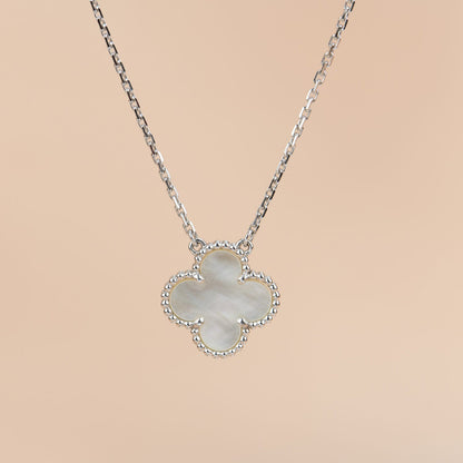 [Luxery]CLOVER  15MM WHITE MOTHER-OF-PEARL SILVER