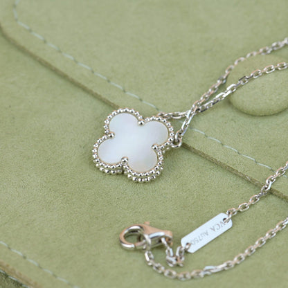 [Luxery]CLOVER  15MM WHITE MOTHER-OF-PEARL SILVER