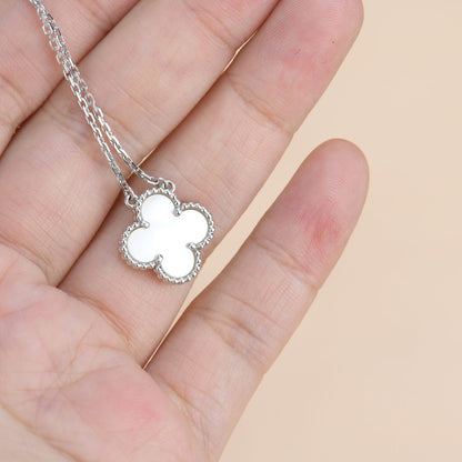 [Luxery]CLOVER  15MM WHITE MOTHER-OF-PEARL SILVER