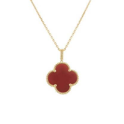 [Luxery]CLOVER 25MM NECKLACE GOLD CARNELIAN