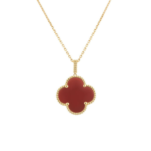 [Luxery]CLOVER 25MM NECKLACE GOLD CARNELIAN