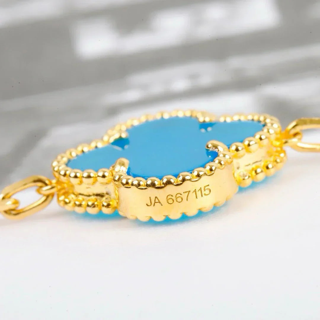 [Luxery] CLOVER 5 MOTIF TURQUOISE BRACELET COLLECTION