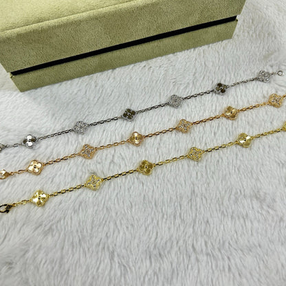 [Luxery]CLOVER 6 MOTIF DIAMOND LASER BRACELET-w