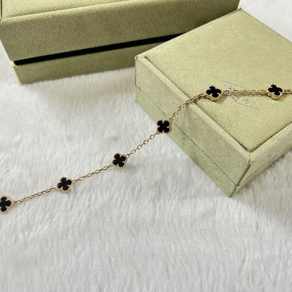 [Luxery]CLOVER 6 MOTIF  ONYXS BRACELET-w