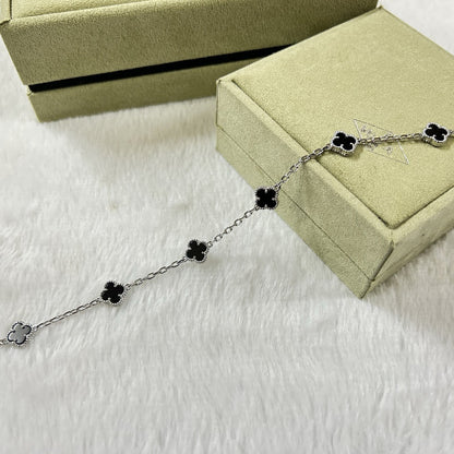 [Luxery]CLOVER 6 MOTIF  ONYXS BRACELET-w