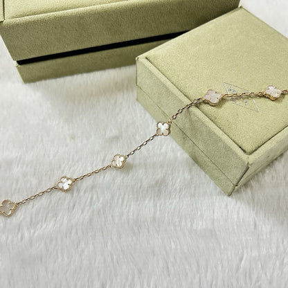 [Luxery]CLOVER 6 MOTIF WHITE MOP BRACELET-w