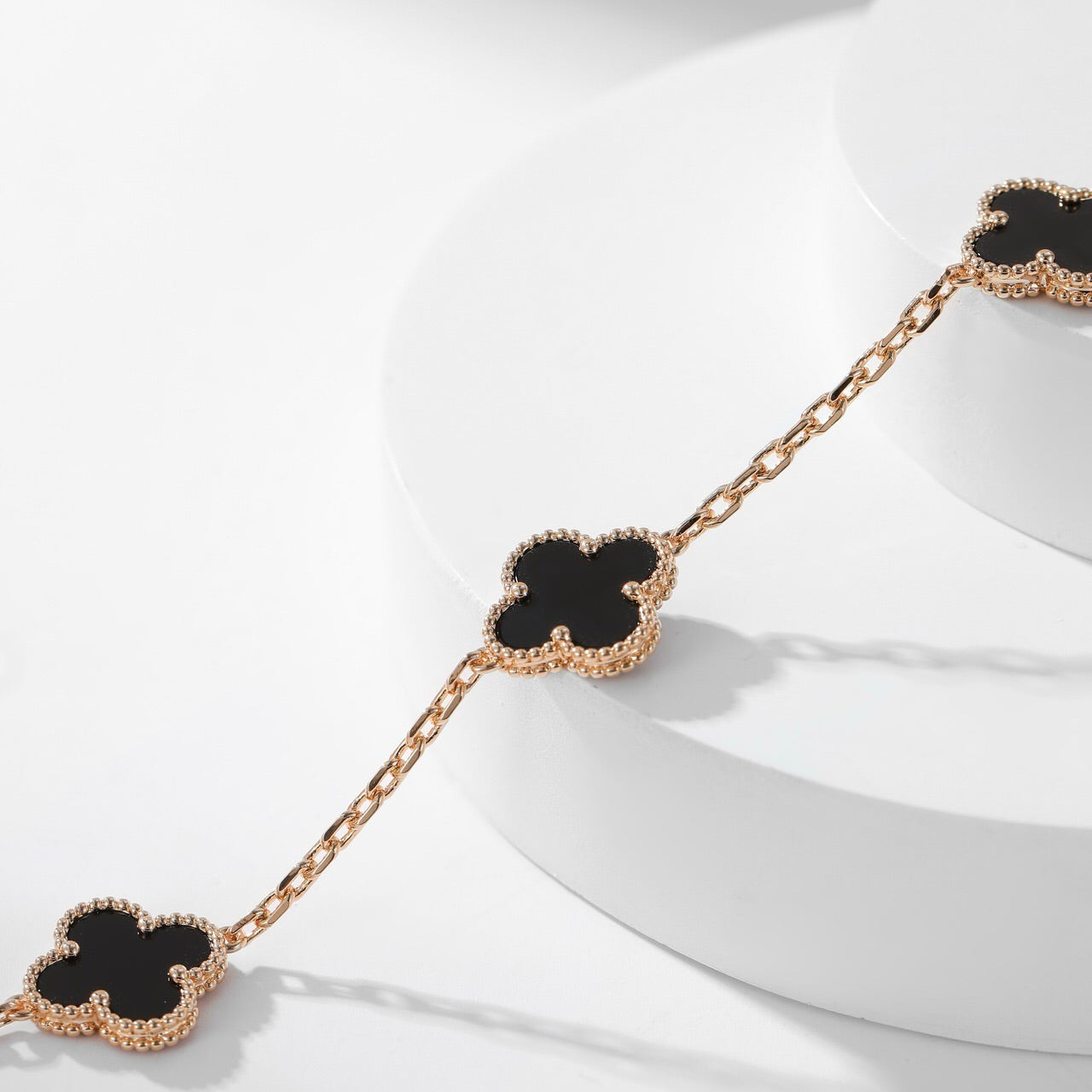 [Luxery]CLOVER 10 MOTIFS ONYX NECKLACE