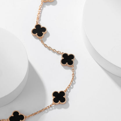[Luxery]CLOVER 10 MOTIFS ONYX NECKLACE