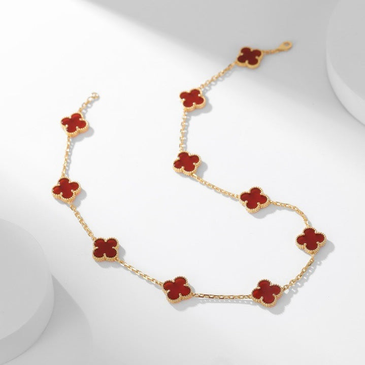 [Luxery]CLOVER 10 MOTIFS CARNELIAN NECKLACE