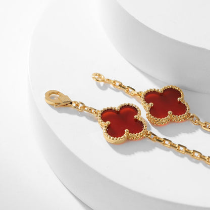 [Luxery]CLOVER 10 MOTIFS CARNELIAN NECKLACE
