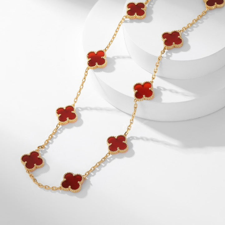 [Luxery]CLOVER 10 MOTIFS CARNELIAN NECKLACE