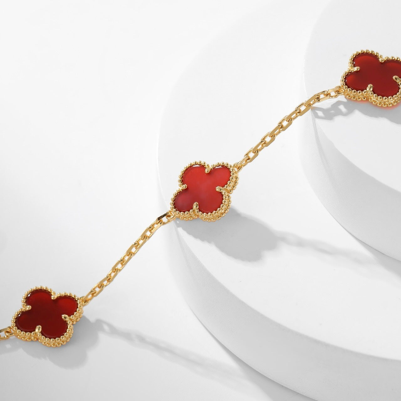[Luxery]CLOVER 10 MOTIFS CARNELIAN NECKLACE