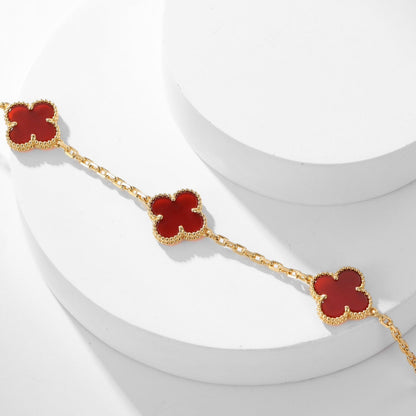 [Luxery]CLOVER 10 MOTIFS CARNELIAN NECKLACE