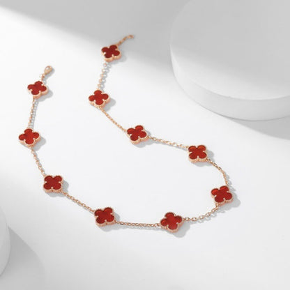 [Luxery]CLOVER 10 MOTIFS CARNELIAN NECKLACE