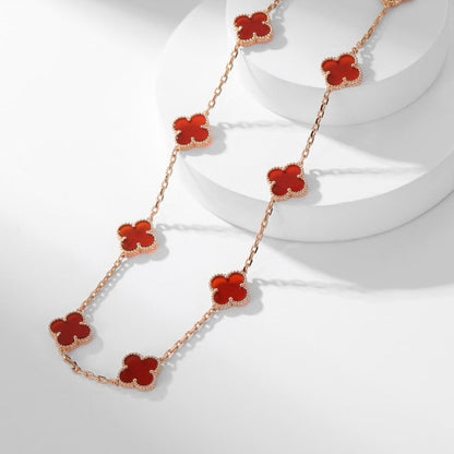 [Luxery]CLOVER 10 MOTIFS CARNELIAN NECKLACE