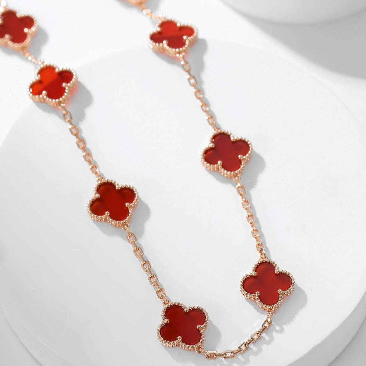 [Luxery]CLOVER 10 MOTIFS CARNELIAN NECKLACE