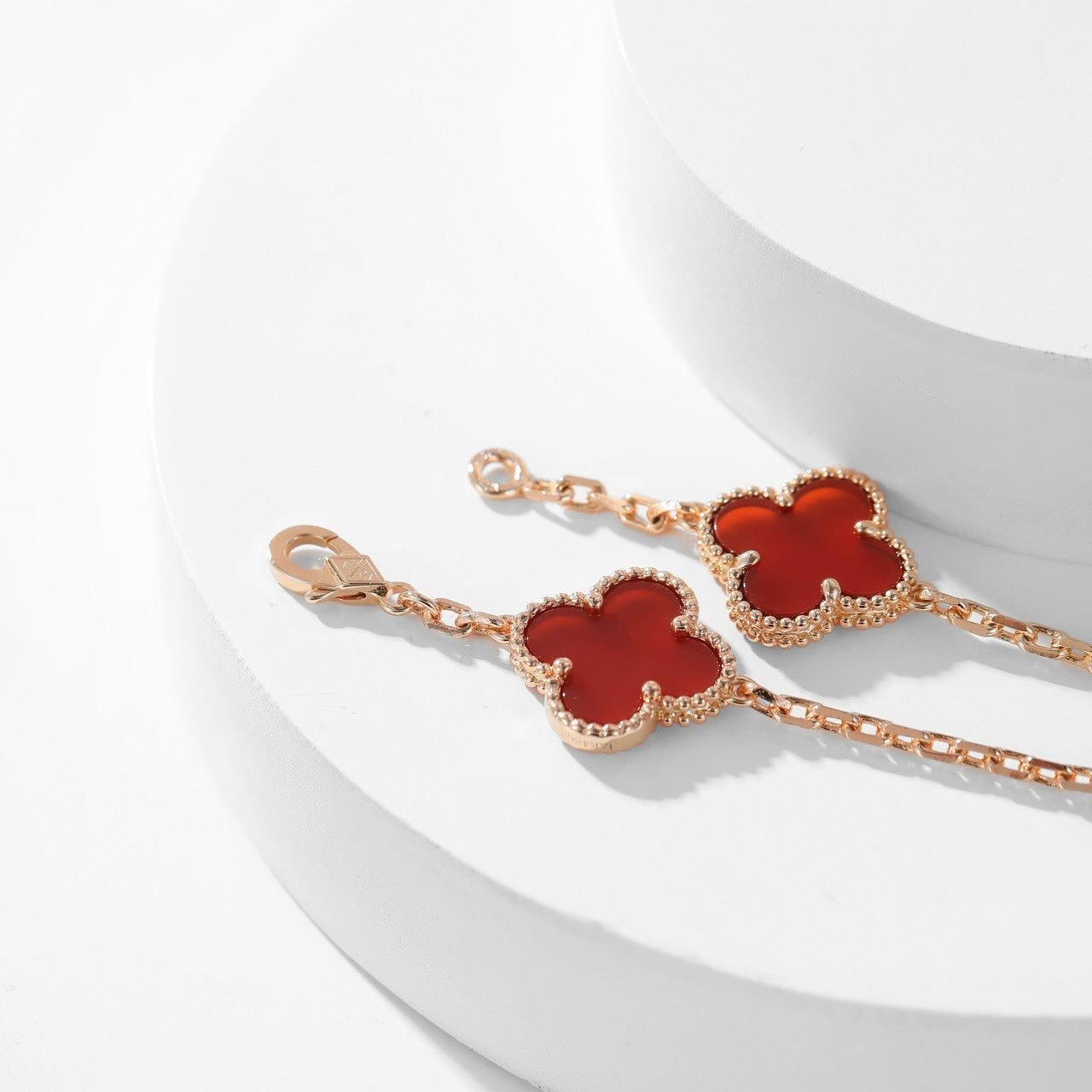 [Luxery]CLOVER 10 MOTIFS CARNELIAN NECKLACE
