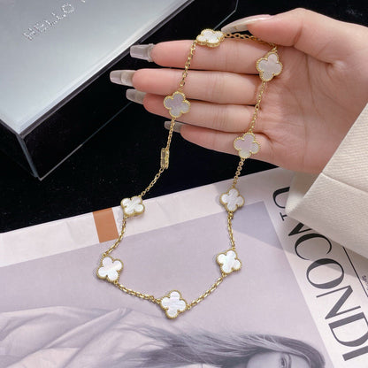 [Luxery]CLOVER 10 MOTIFS WHITE MOTHER OF PEARL NECKLACE